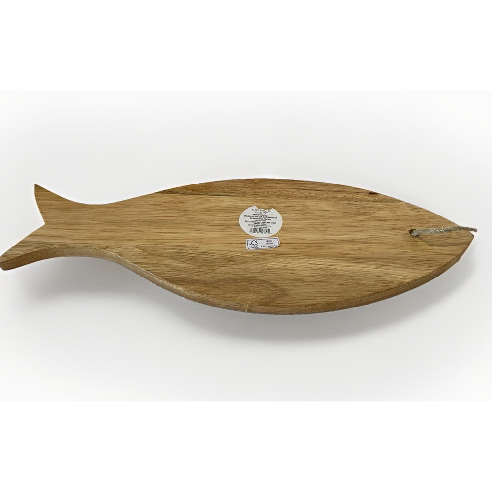 Threshold Coastal 18” X 6.5” Wooden Fish Shape Serving Board with Rope